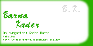 barna kader business card